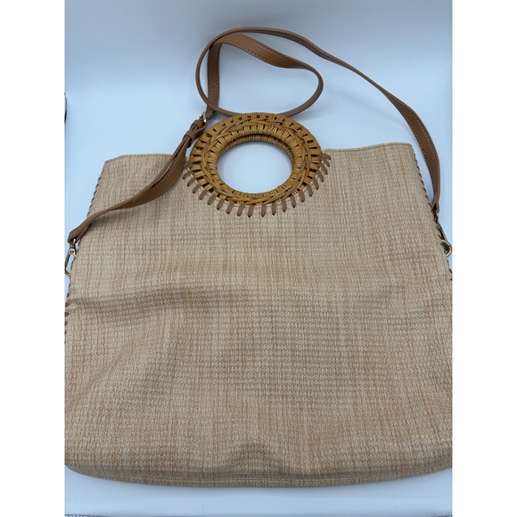 Dolce Vita Handbags - Dolce Vita Lilah Natural Woven Straw Tote Bag Rattan Round Handle Crossbody NEW